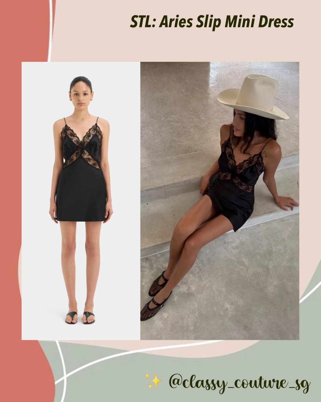 STL Aries Mini Slip Dress in Black Silk