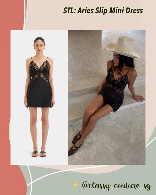 STL Aries Mini Slip Dress in Black Silk