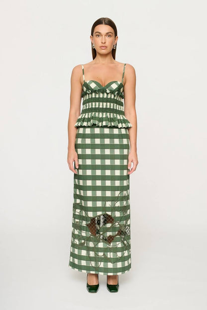 CLE Celeste Shirred Top | Esme Embroidered Midi Skirt | Cotton Set