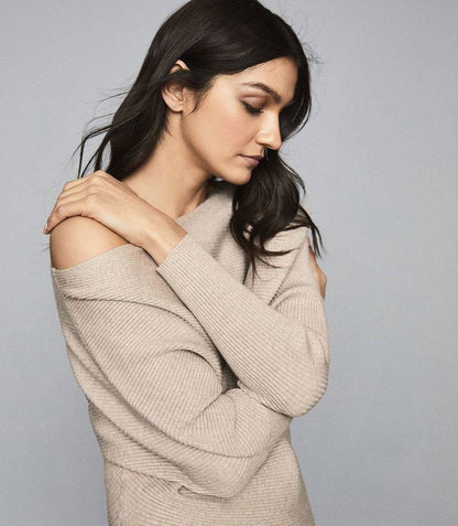 RS Lara Off The Shoulder Ribbed Midi Dress