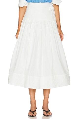 HS Midi Wrap Drop-Waist Tech Poplin Midi Skirt