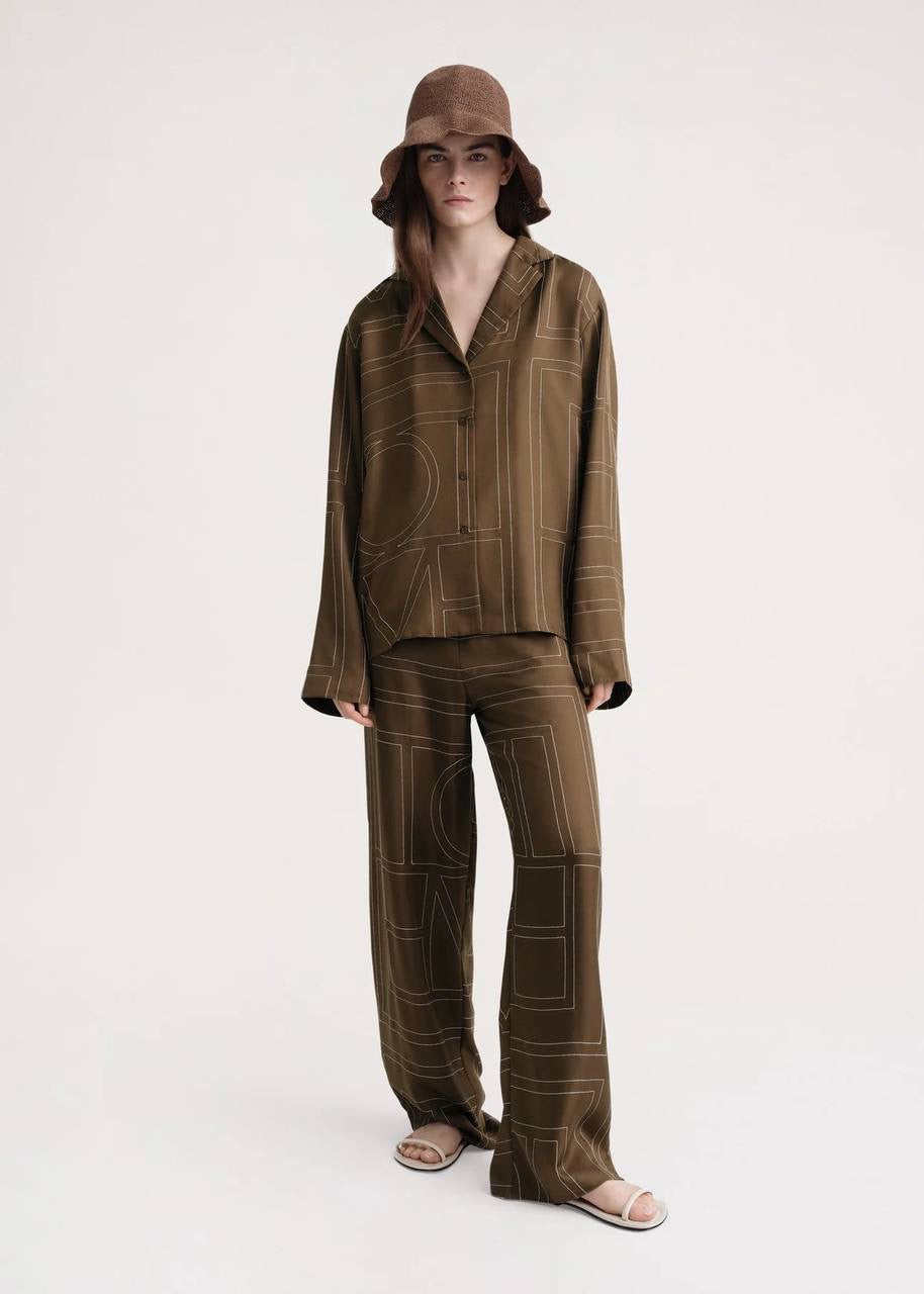 9 Colors! (PART 1/2) Tot Monogram Silk PJ Shirt Top | Shorts | Pants | Embroidered Set