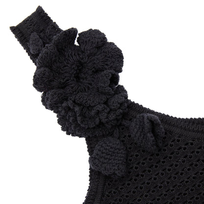 SP Black | Yellow | White Crochet Midi Dress Knit Floral