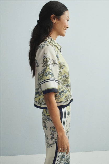 VB Spruce Button Down Silky Twill Cropped Shirt