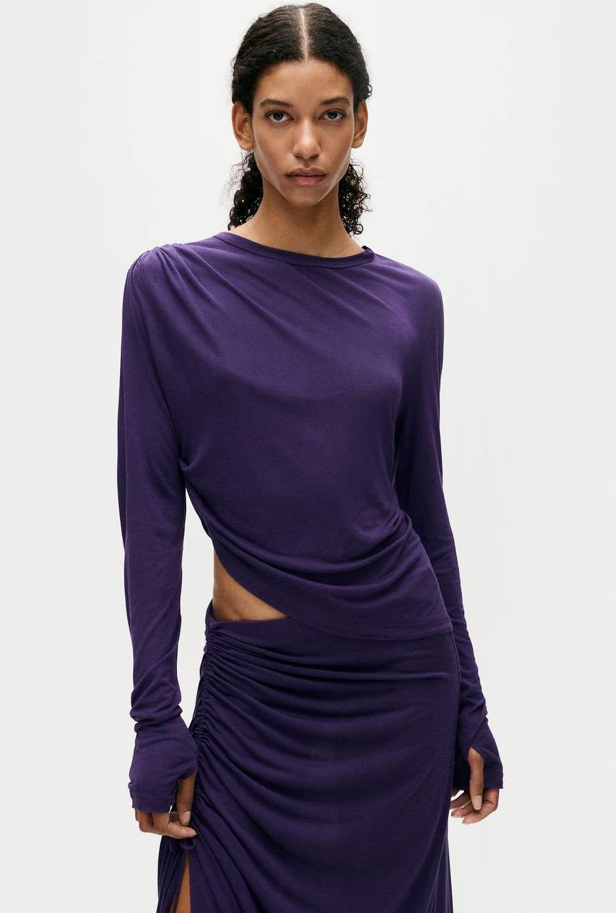 SALE! SL Jersey Modal-silk Drape Long Sleeved Top