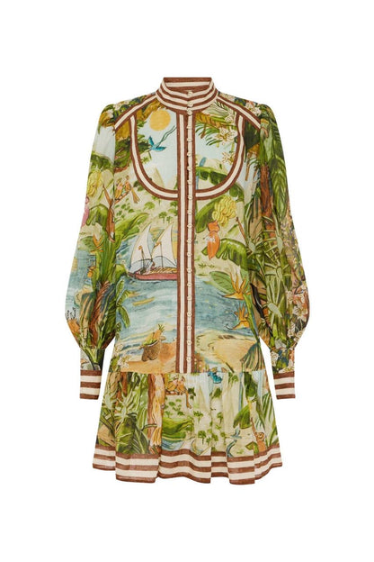 ALM Toucan Tango Yoke Ramie Mini Dress