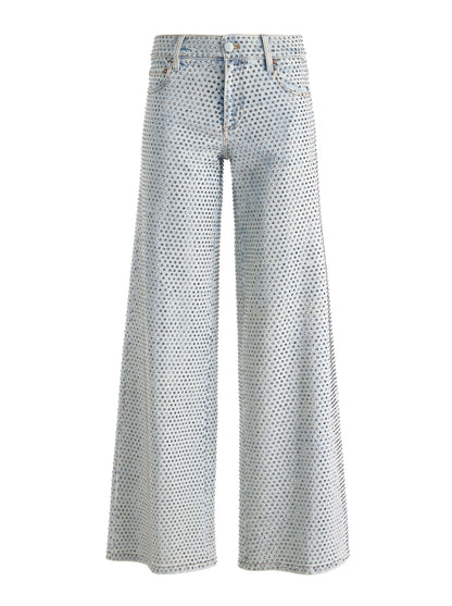 AO Trish Rhinestone Embellished Low-Rise Wide Leg Jean Pants