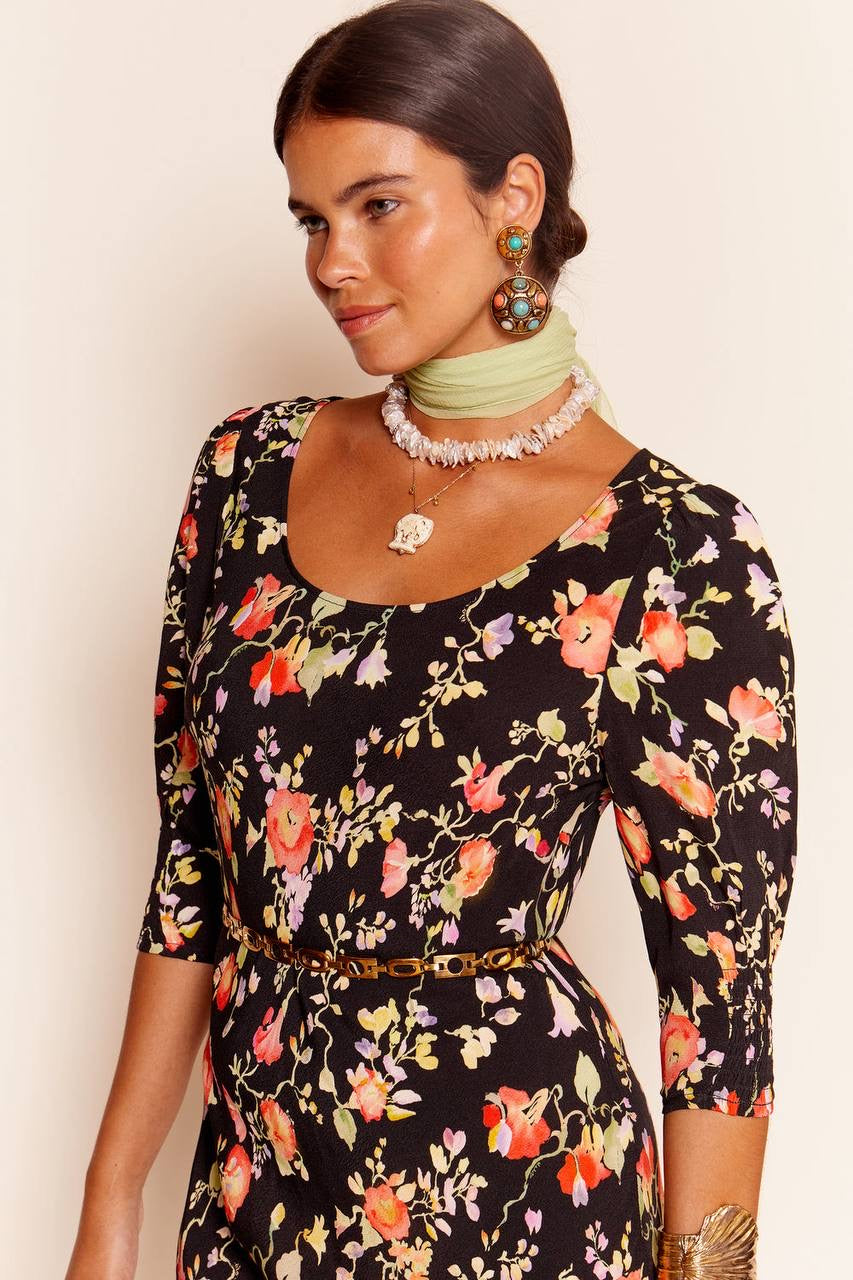 RX Oleander Viscose Midi Dress