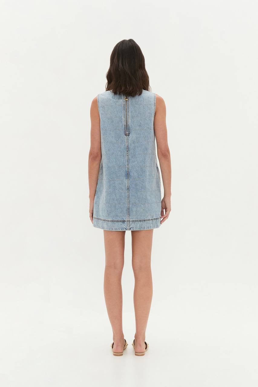 AJ Kindle Denim Sleeveless Shift Mini Dress