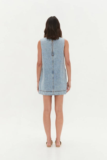 AJ Kindle Denim Sleeveless Shift Mini Dress
