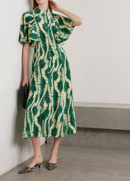 UJ Silhouette Silk Crepe Midi Dress in Acacia