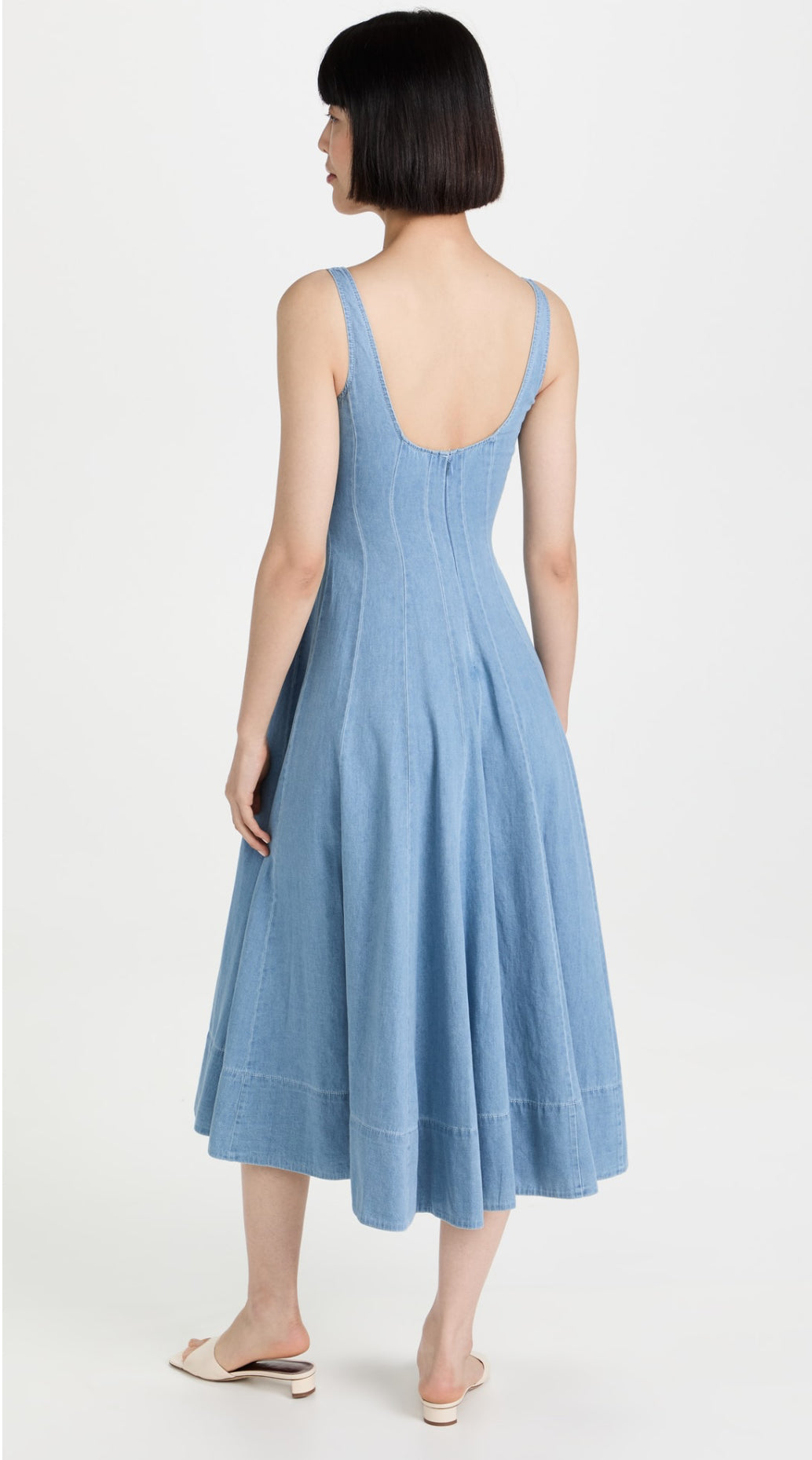 STA Wells Cotton Midi Dress in Light Wash Denim