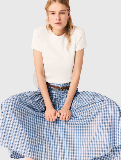 MJ Lunamimi Smocked Crop Top | Jomimi Midi Skirt | Rhinestone-embellished Gingham Cotton Set