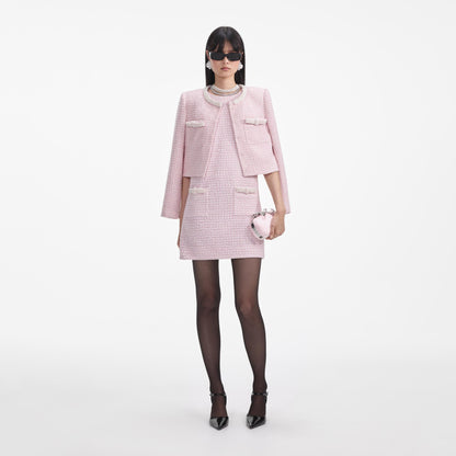 SP Pink Boucle Pearl Trim Jacket | Shift Mini Dress | Set