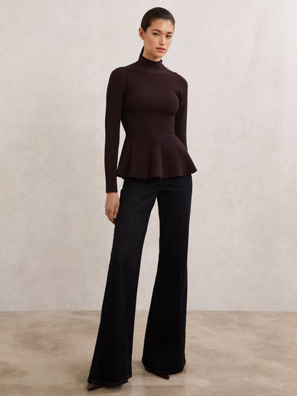 RS Isabella Peplum-Hem Stretch-Knit Top