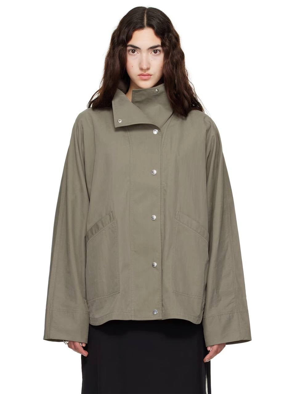 Tot Summer Parachute Cotton-Blend Jacket in Clove Green