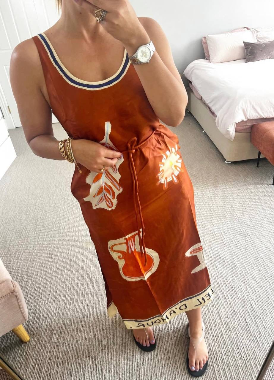 ALM Soleil D'amour Sleeveless Silk Midi Dress