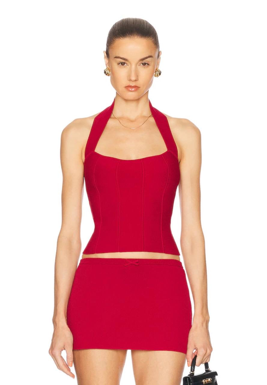 MP The Knit Halter Top | Mini Skort (Skirt w shorts) | Viscose-blend Set