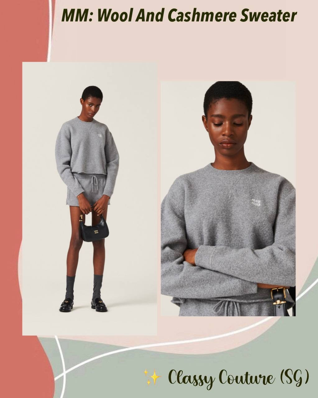 MM Grey Cropped Wool And Cashmere Jumper Sweater