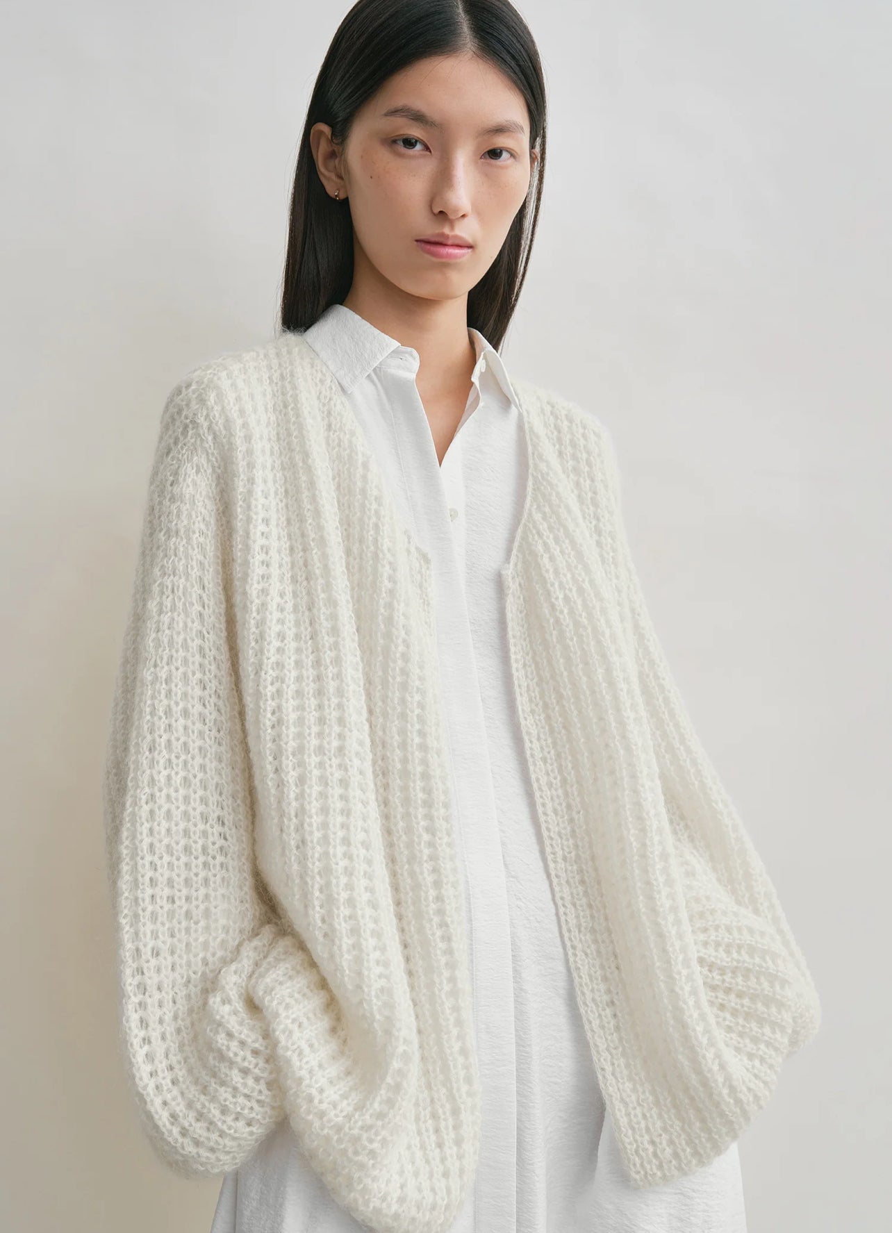 Tot Puffed Mohair-Wool Blend Cardigan