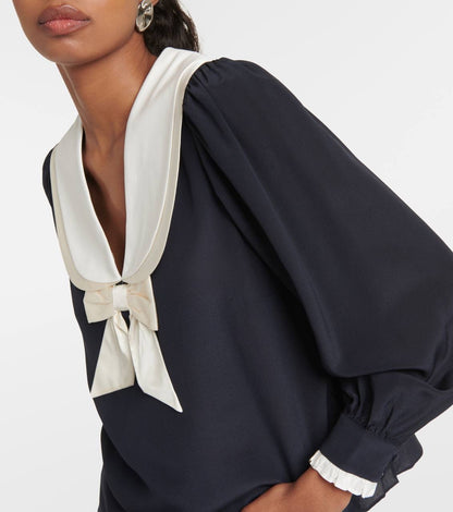 RX Eimer Bow-Embellished Silk Top