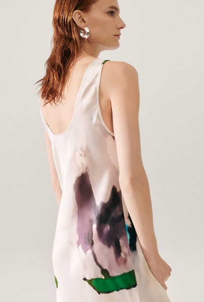 SL Scoop Neck Silk Midi Dress: Aster | Phosphate | Bespoke White | Tulipa Dew | Tulipa Black