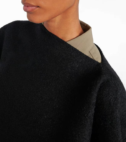 Tot Fringed High-Low Wool-blend Poncho Cape