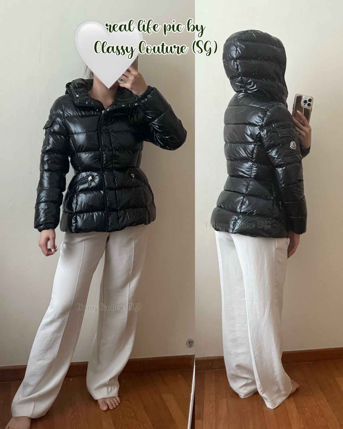 MC Barante Hooded Short Down Jacket in Glossy Black