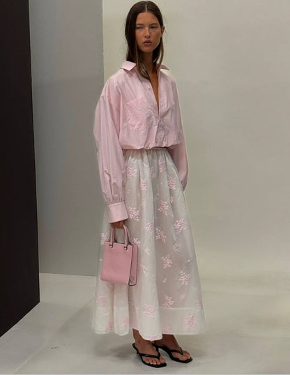 HS Bubble Button-Down Cropped Tech Poplin Shirt