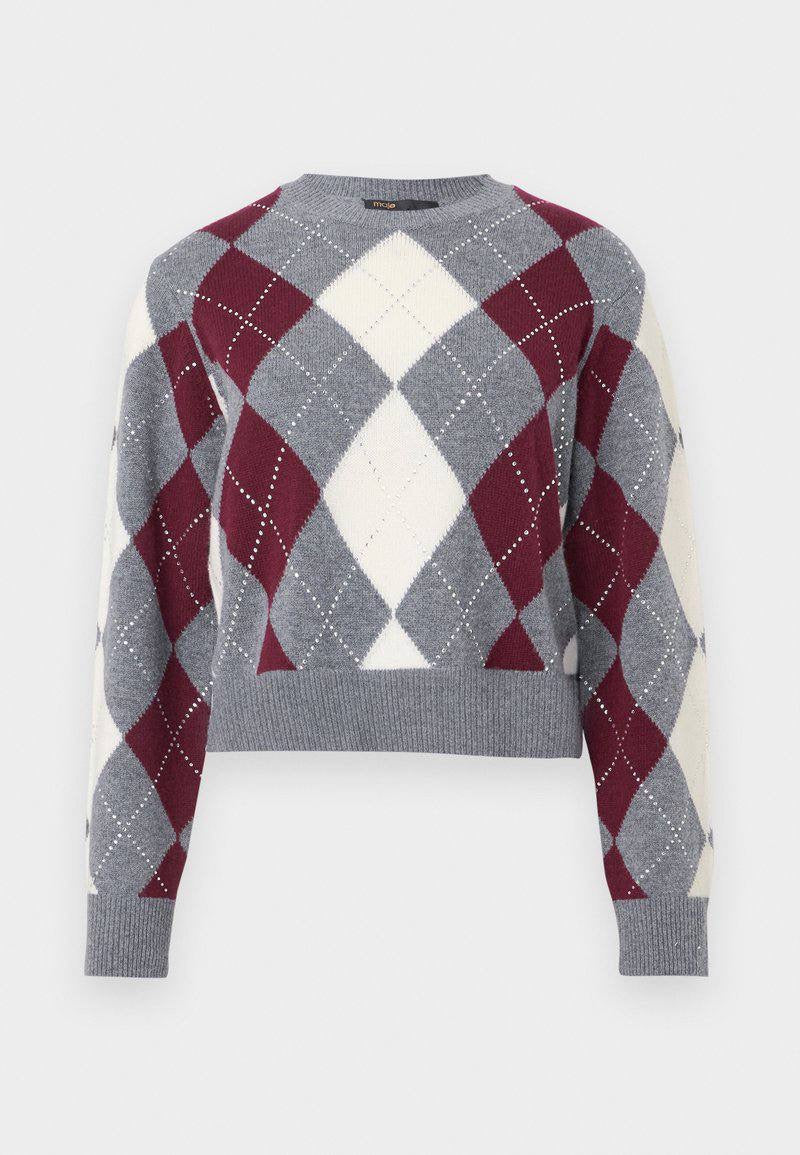MJ Argyle Cropped Rhinestone Embellished Wool Jumper
