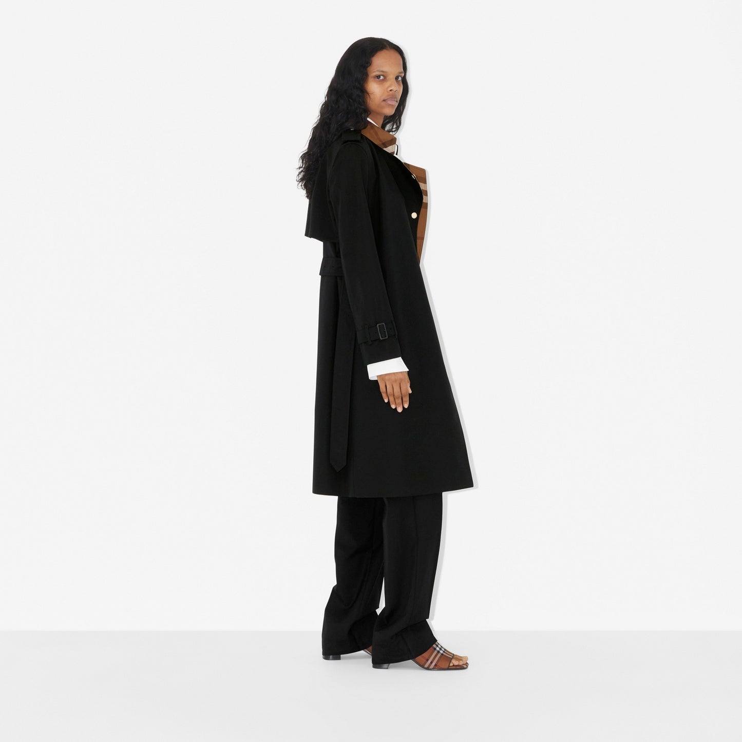 BBR Check Panel Cotton Gabardine Trench Coat