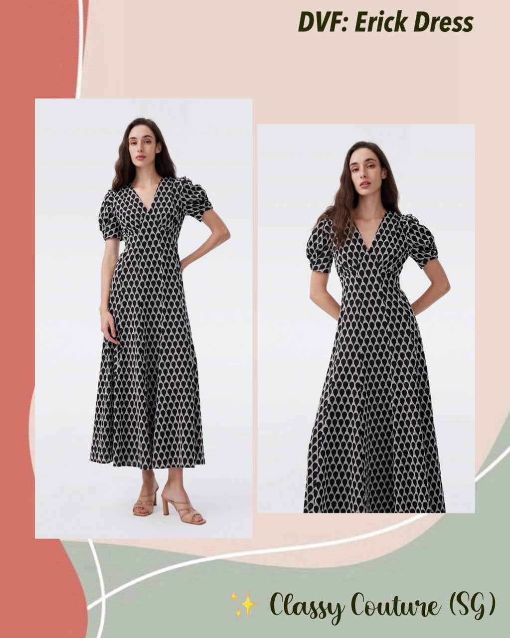 DVF Erick Cotton Puff Sleeve Midi Dress