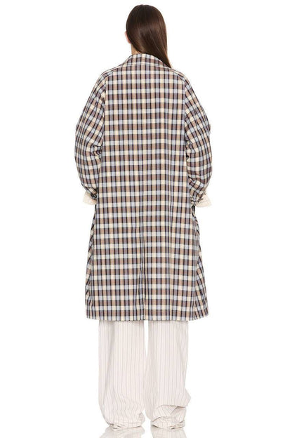 TR Tavishina Checked Silk-Cotton-Blend Poplin Coat