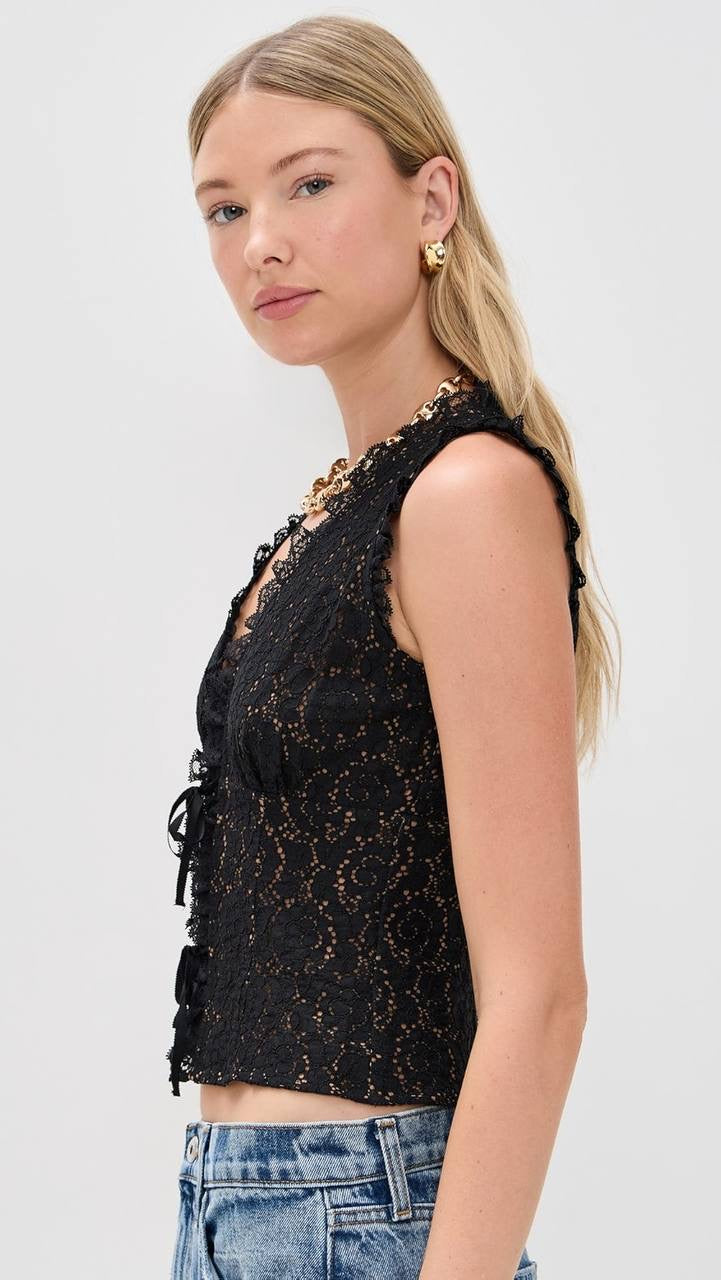 PG Anais Cotton-blend Lace Top