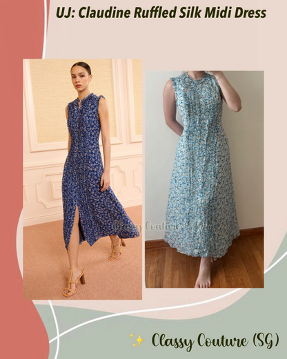 UJ Claudine Ruffled Silk Midi Dress