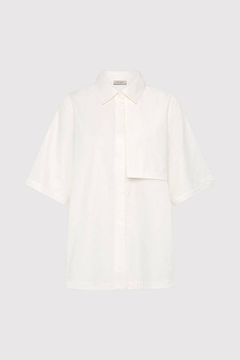 SA Utility Short Sleeve Cotton Shirt in White