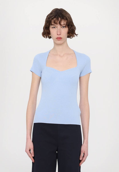 MJ Moka Rib Knit Sweetheart Shirt Top