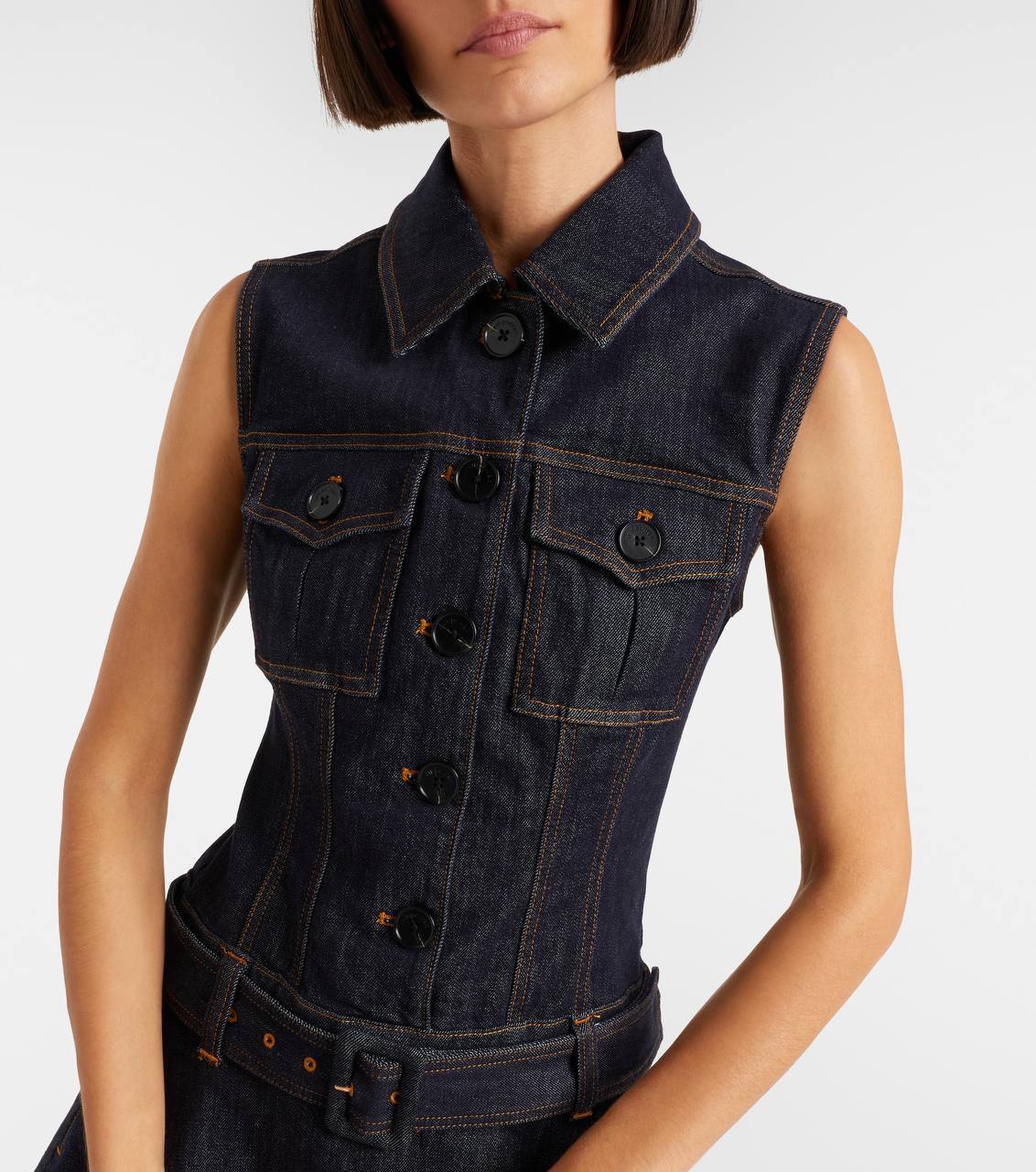 SP Indigo Denim Flared Mini Dress