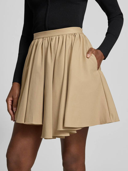 SP Tan Asymmetrical Cotton Mini Skirt