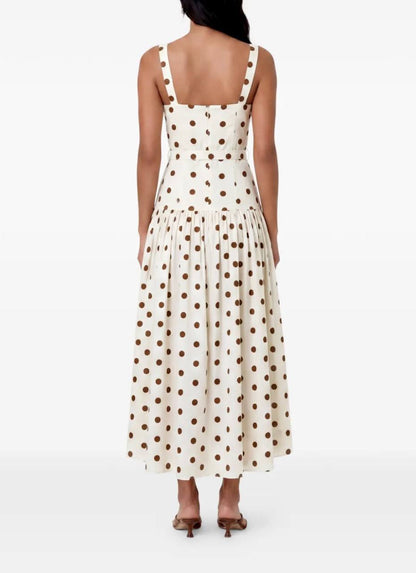 NC Drenica Floral Drop-Waist Linen-Blend Midi Dress