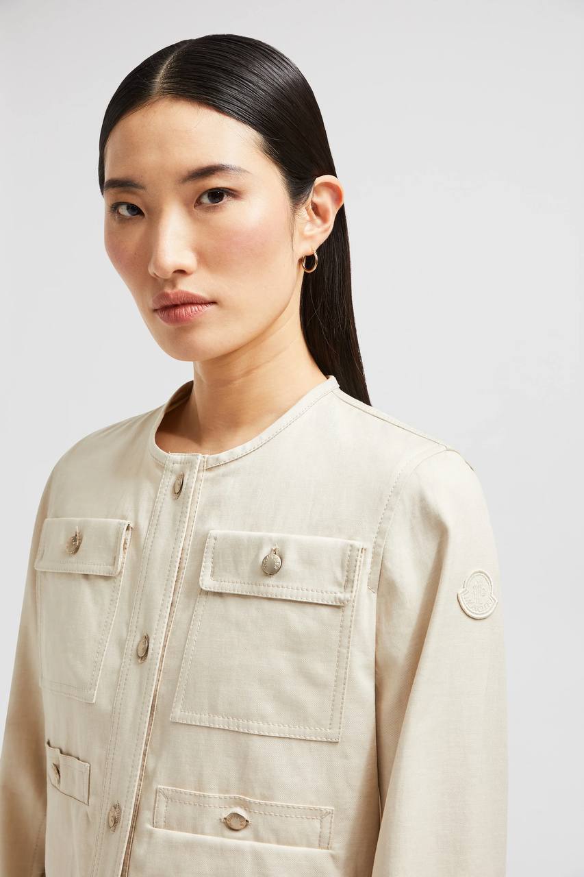 MC Chatel Button Sleeve Cotton-linen Crop Jacket
