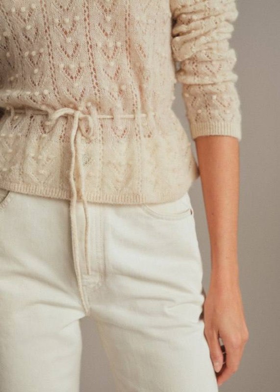 Faustine Sheer Alpaca-wool blend Drawstring Jumper Sweater Top