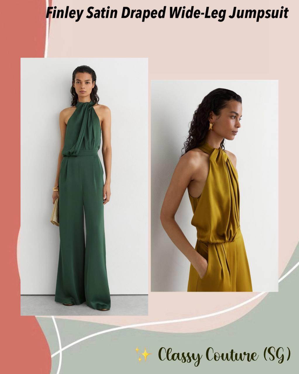 Finley Satin Draped Wide-Leg Jumpsuit