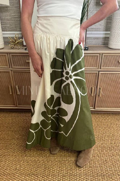 FR Palermo Botanical Cotton Midi Skirt