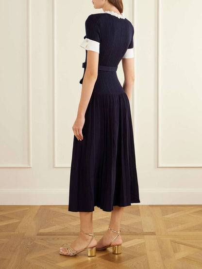 SP Navy Rib Knit Midi Dress