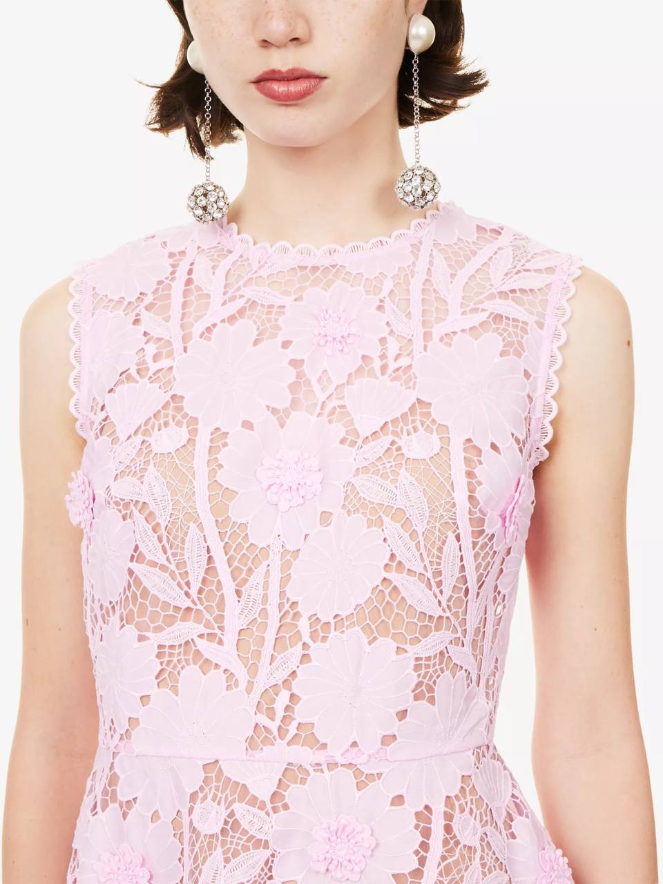 SP Pink Embroidered Floral Lace Mini Dress