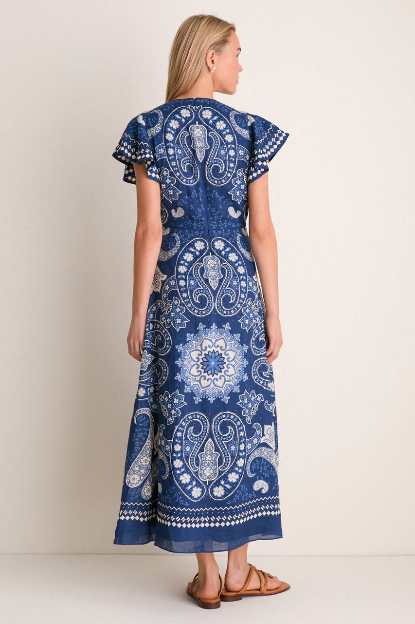 SE Navy Emelina Print Midi Dress