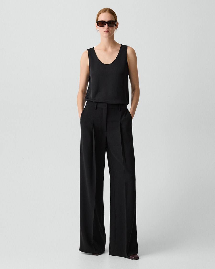 TH Fitted Blazer | Pleated Wide-Leg Pant 30" in Admiral Crepe