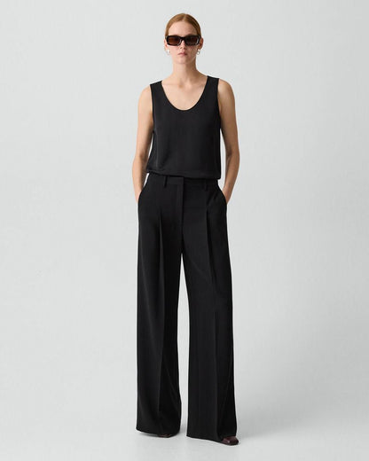 TH Fitted Blazer | Pleated Wide-Leg Pant 30" in Admiral Crepe