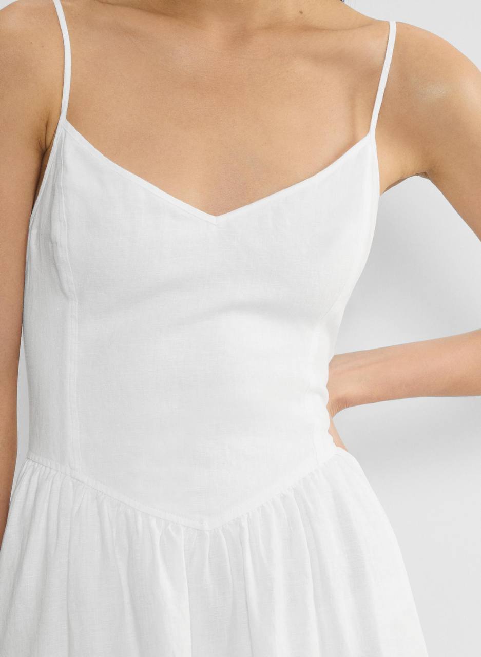 ARZ Influence Linen Midi Dress in White
